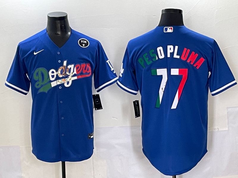 Men 2025 Los Angeles Dodgers #77 Pesopluma  Blue Nike MLB Jersey style 012->los angeles dodgers->MLB Jersey
